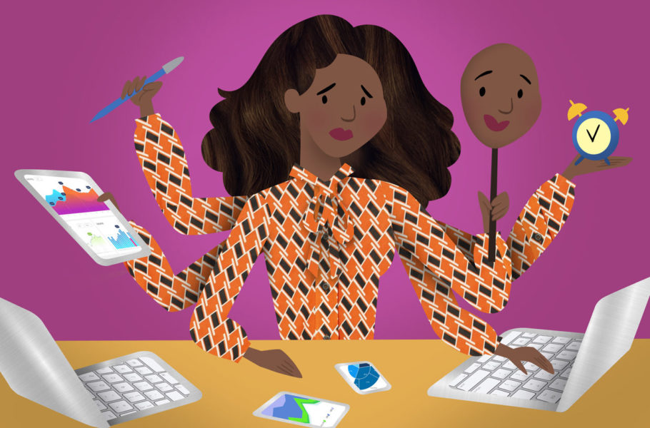 illustration of woman multitasking