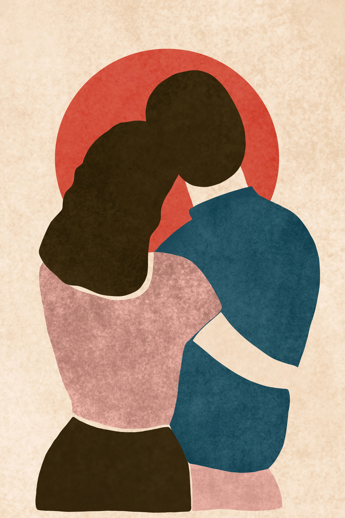 illustration of couple looking into sunset