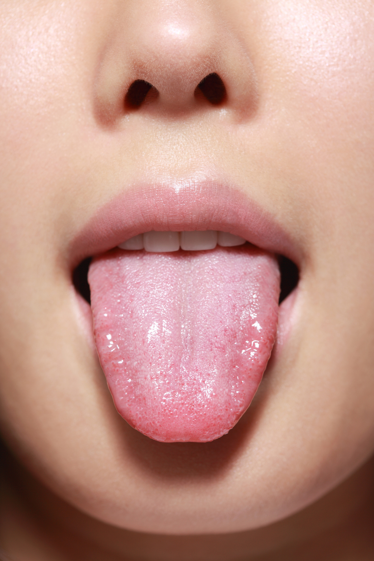 close up of woman's tongue