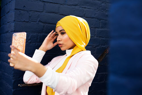 woman taking a selfie
