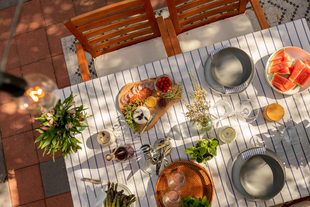 Overhead Look at Patio Table Set for Lunch