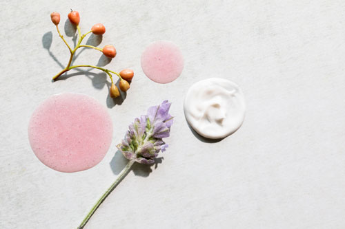 Skincare cosmetic textures close up