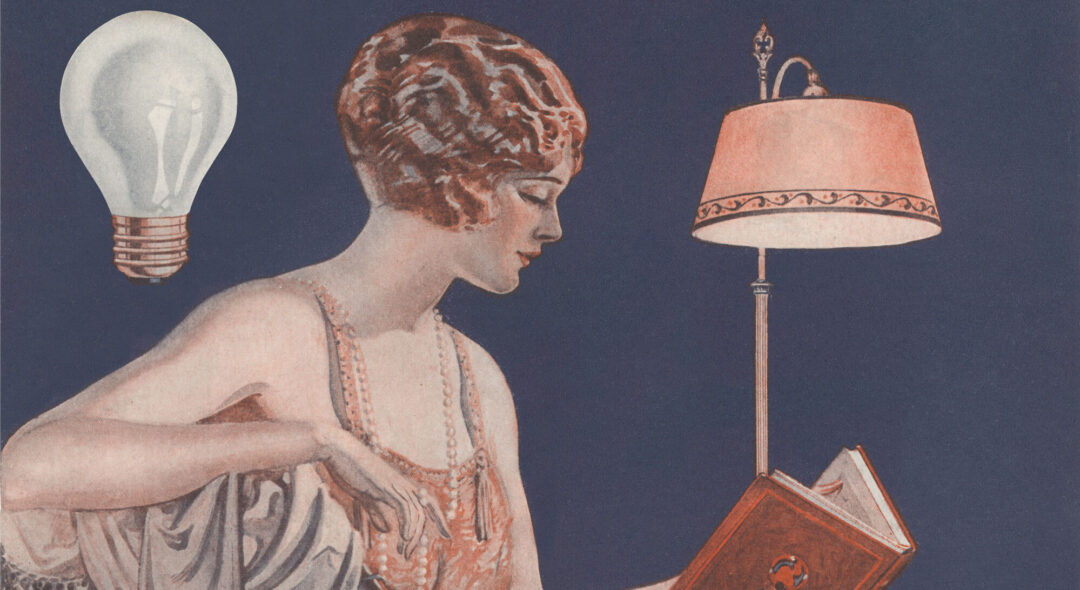 vintage advertisement of woman reading