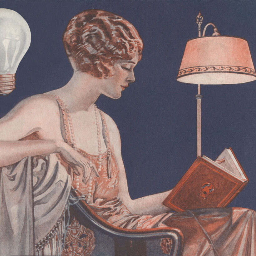 vintage advertisement of woman reading