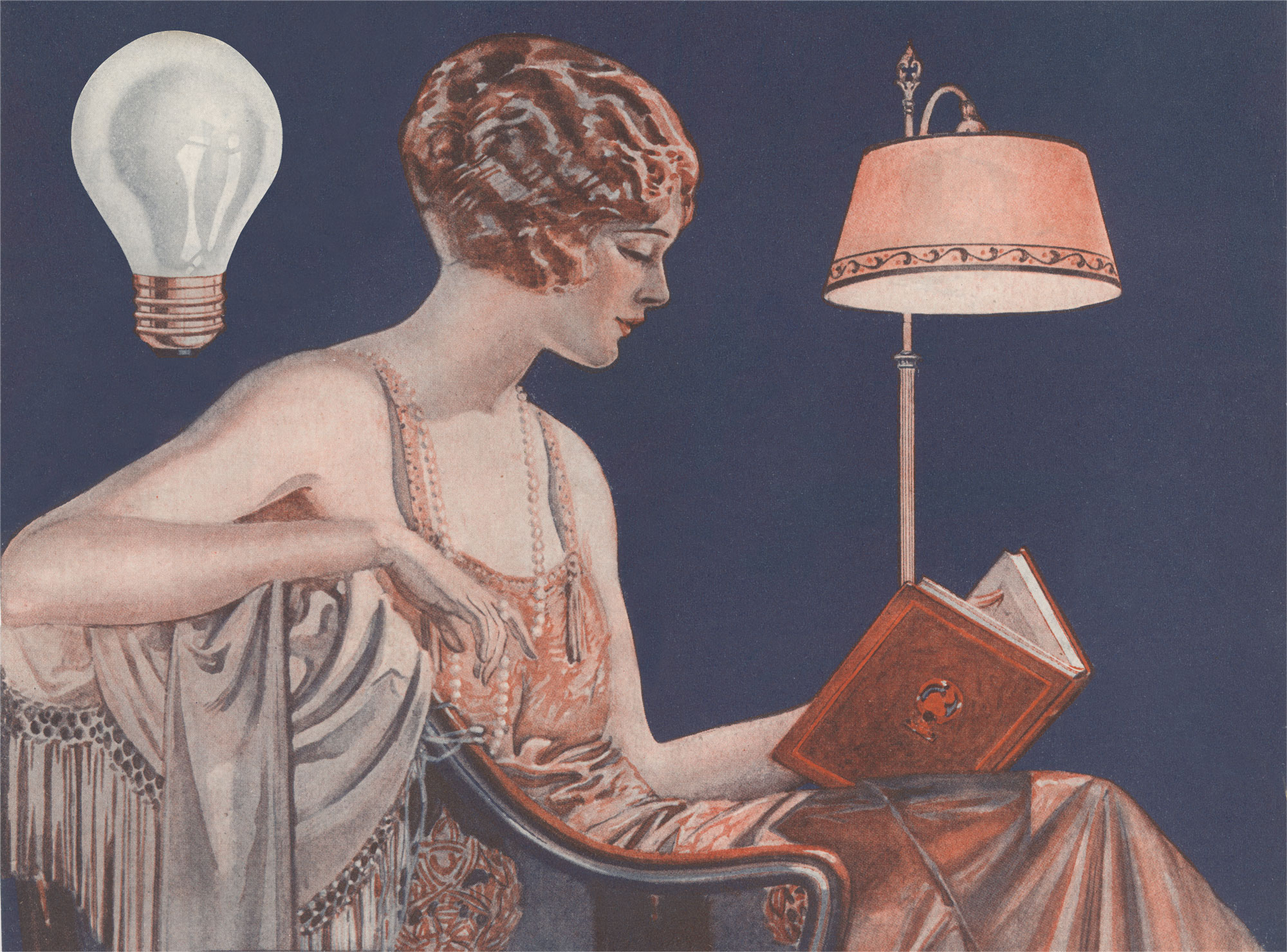 vintage advertisement of woman reading