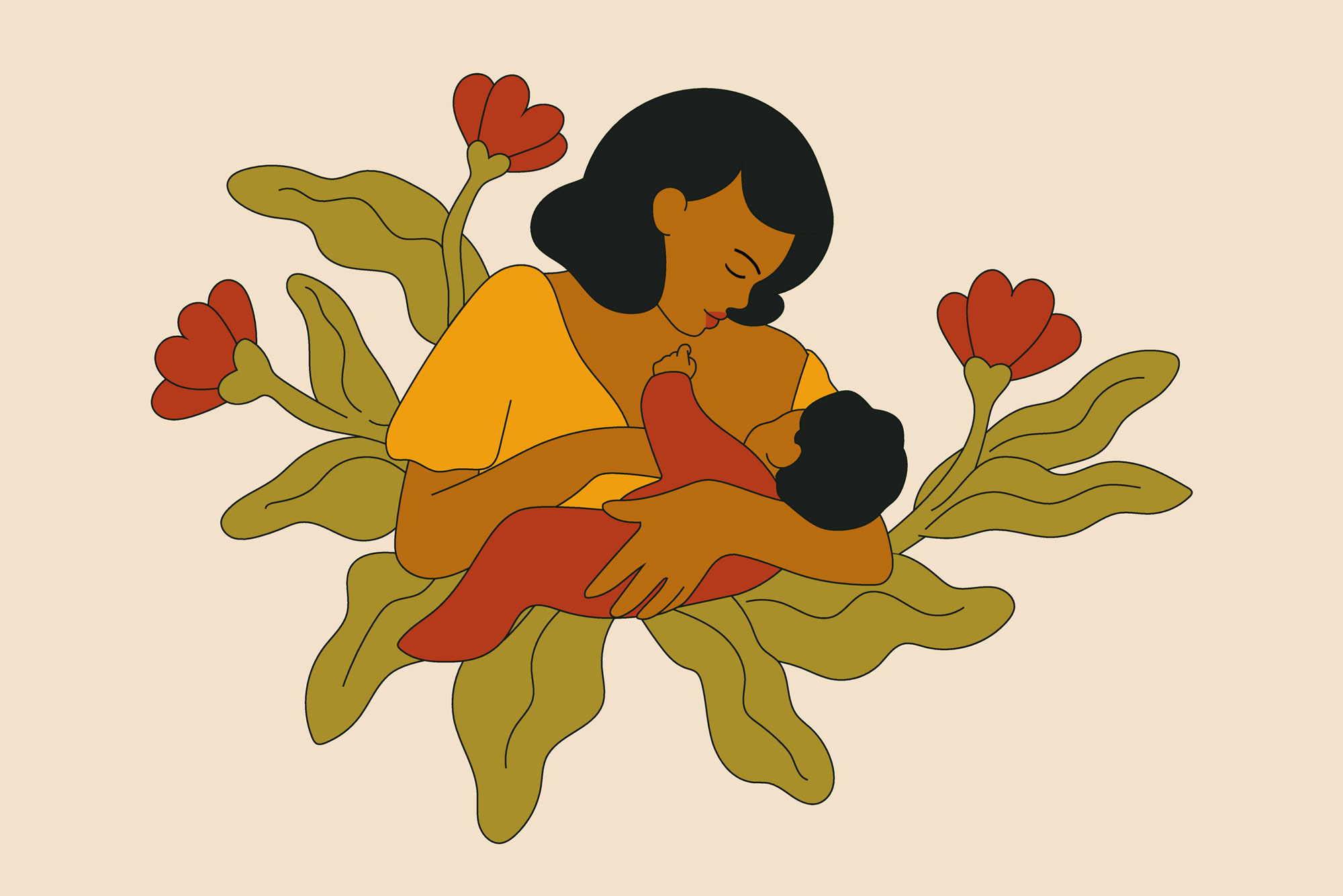 illustration of Mother nursing a baby