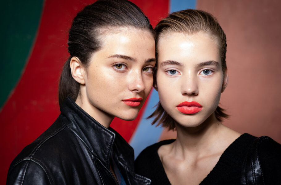 Models pose backstage ahead of the Giambattista Valli Womenswear Spring/Summer 2022 show as part of Paris Fashion Week