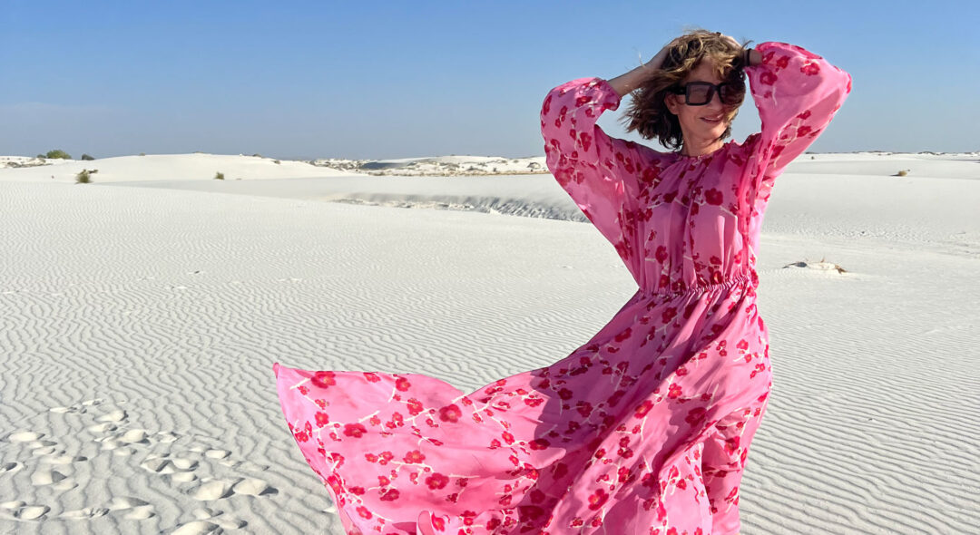 Portrait of Cynthia Rowley in the beach