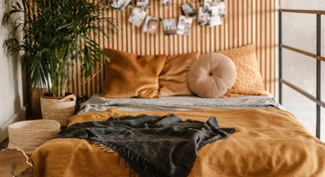 Interior of cozy bedroom at home