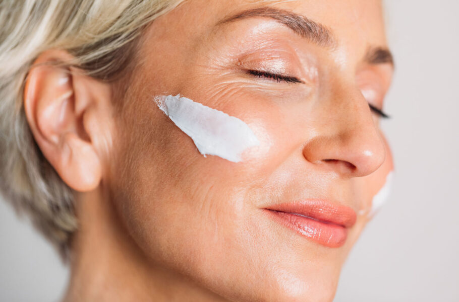 Woman with Facial Cream Smiling