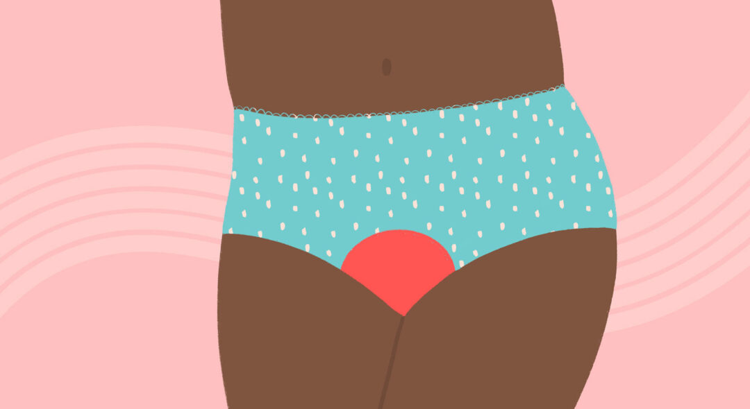 illustration close up of woman with blood on underwear