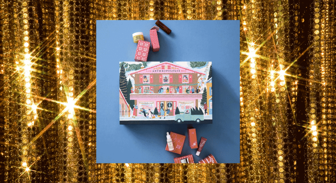 collage of advent calendars on glitter background