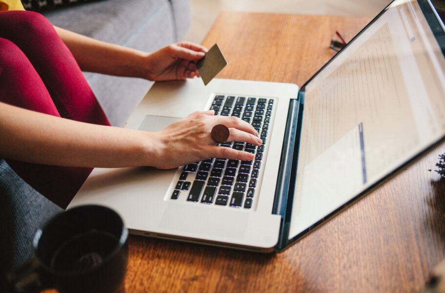 Woman Shopping Online on Her Laptop Computer