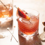 close up of cocktails with blood orange