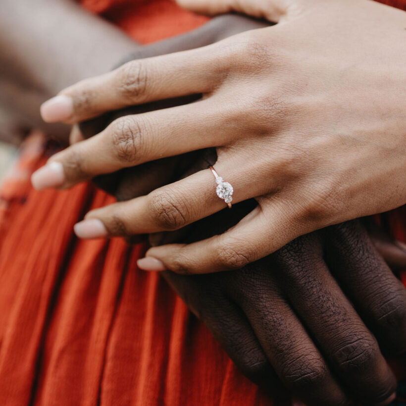close up of couple posing for portraits