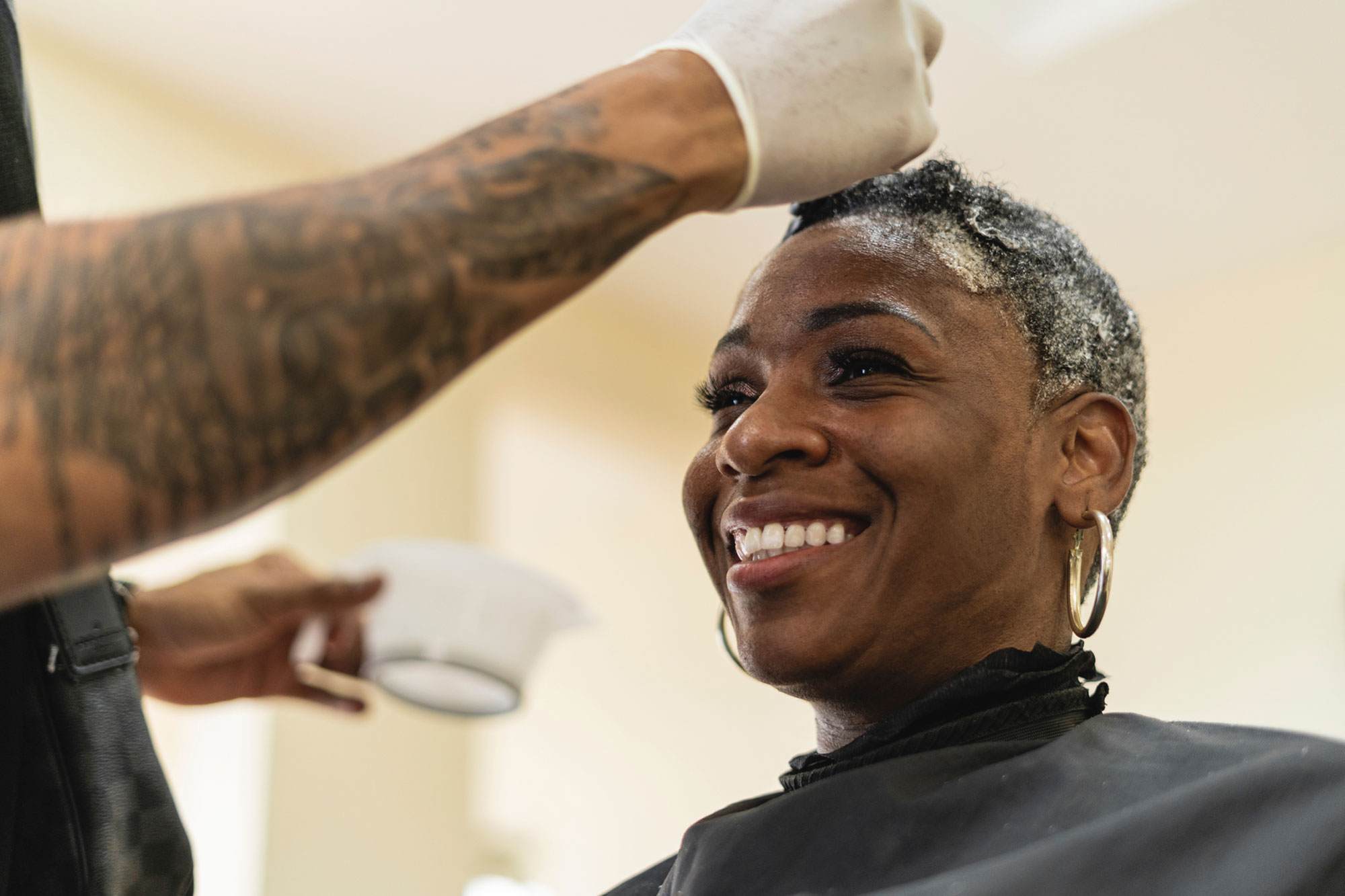 Woman in a hairdresser's shop