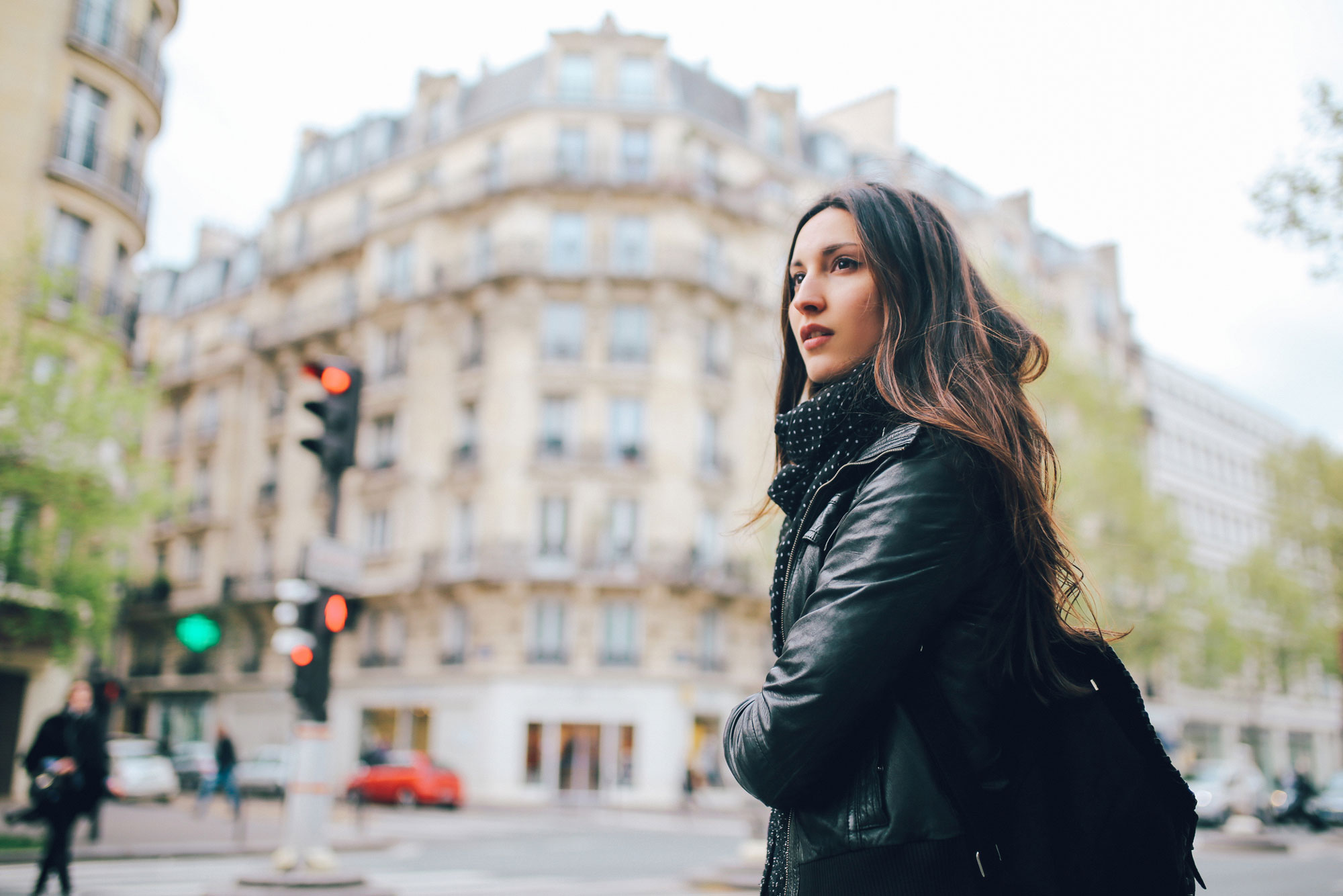 woman walking in Paris streets
